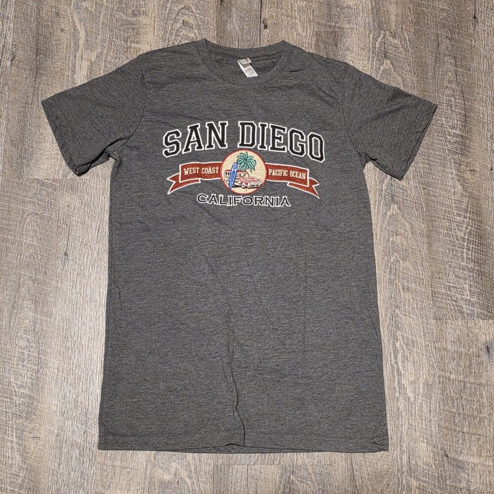 San Diego Embroidered Shirt TeeMax Size Small Gray Short Sleeve Cotton Blend